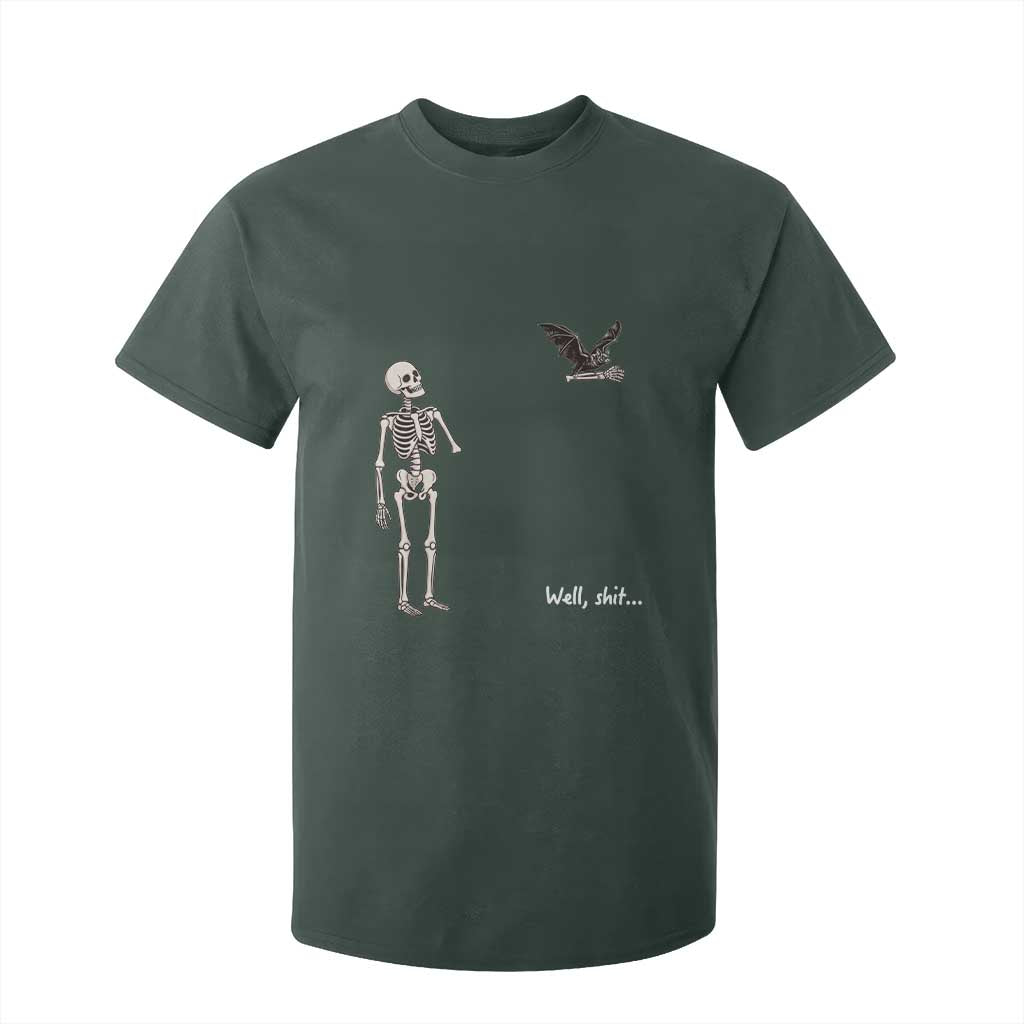 Funny Well Shit Skeleton T Shirt For Kid Bat Carrying Bones Halloween Gift