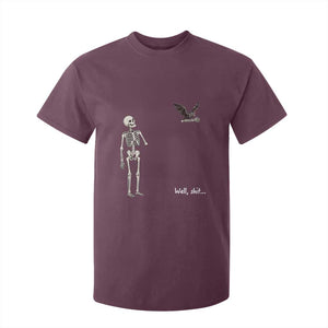 Funny Well Shit Skeleton T Shirt For Kid Bat Carrying Bones Halloween Gift