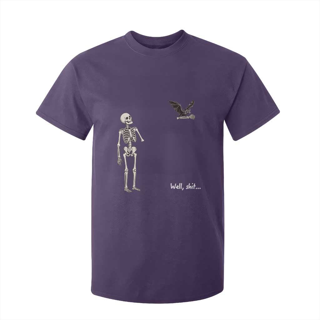 Funny Well Shit Skeleton T Shirt For Kid Bat Carrying Bones Halloween Gift