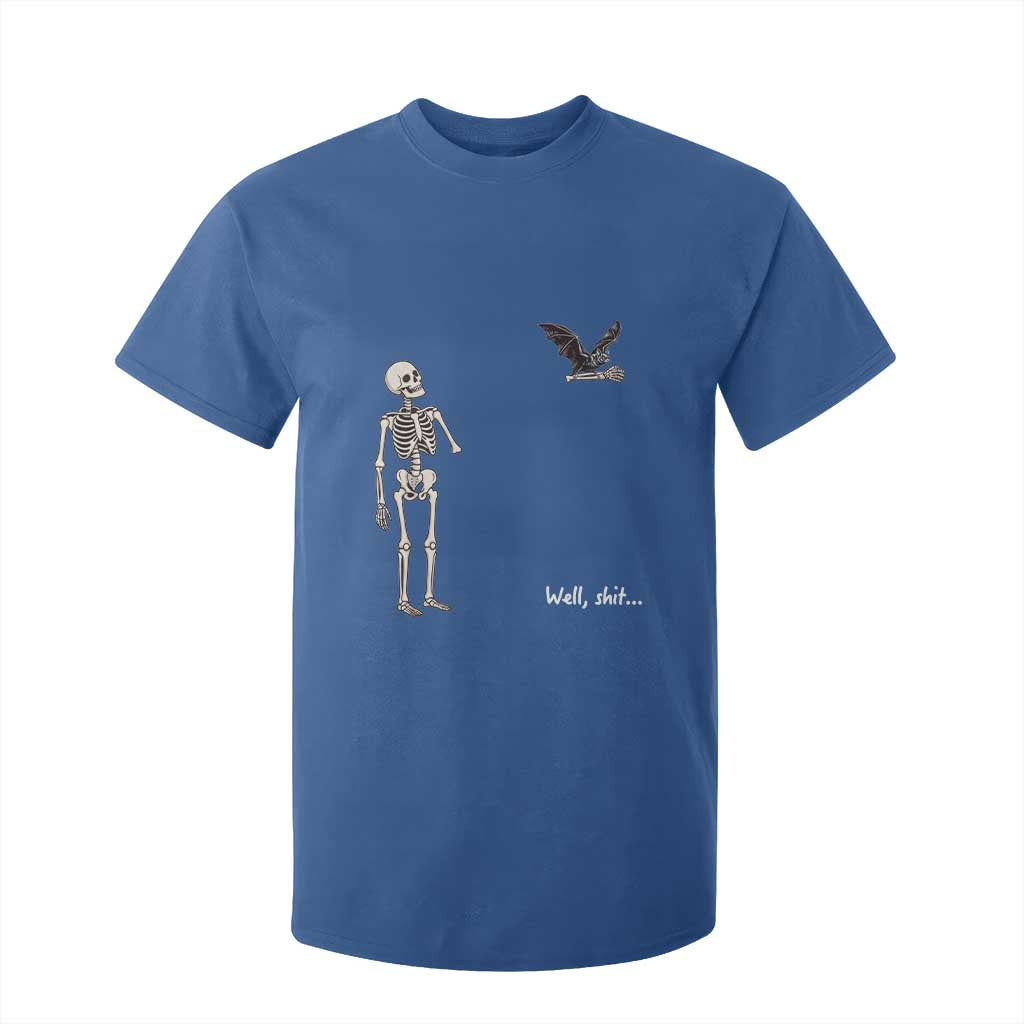Funny Well Shit Skeleton T Shirt For Kid Bat Carrying Bones Halloween Gift