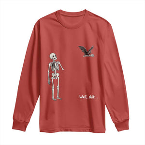 Funny Well Shit Skeleton Long Sleeve Shirt Bat Carrying Bones Halloween Gift