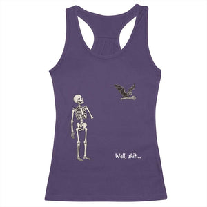 Funny Well Shit Skeleton Racerback Tank Top Bat Carrying Bones Halloween Gift