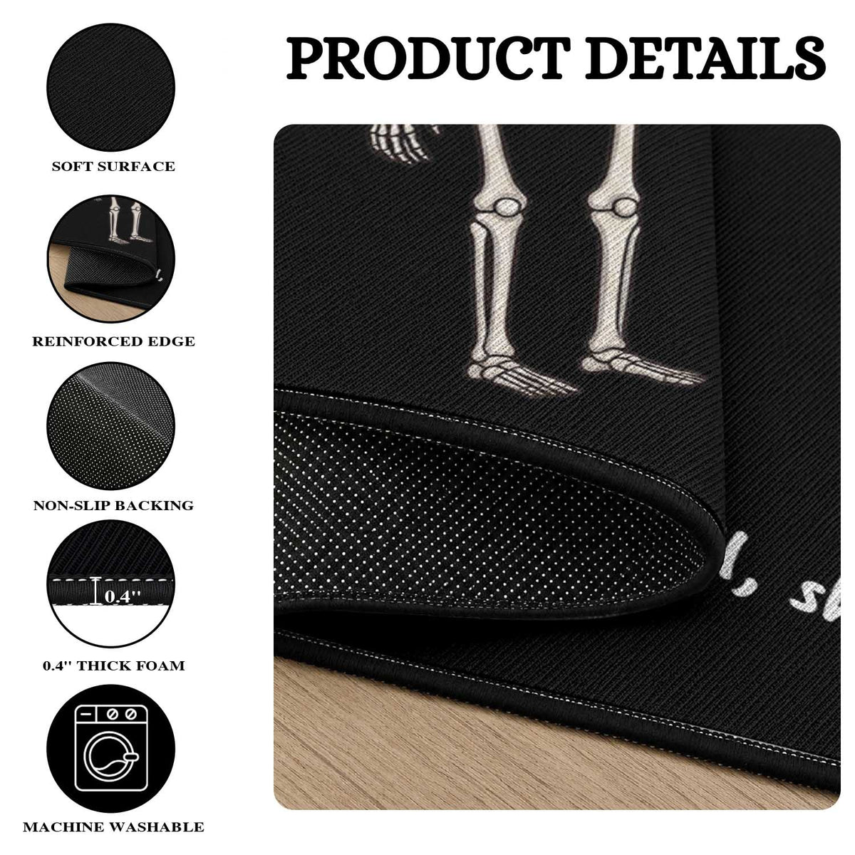 Funny Well Shit Skeleton Round Rug Bat Carrying Bones Halloween Gift