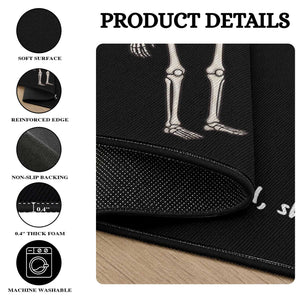 Funny Well Shit Skeleton Round Rug Bat Carrying Bones Halloween Gift