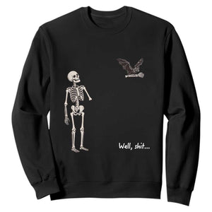 Funny Well Shit Skeleton Sweatshirt Bat Carrying Bones Halloween Gift