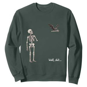 Funny Well Shit Skeleton Sweatshirt Bat Carrying Bones Halloween Gift