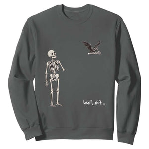 Funny Well Shit Skeleton Sweatshirt Bat Carrying Bones Halloween Gift