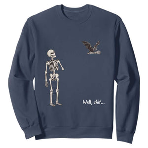 Funny Well Shit Skeleton Sweatshirt Bat Carrying Bones Halloween Gift