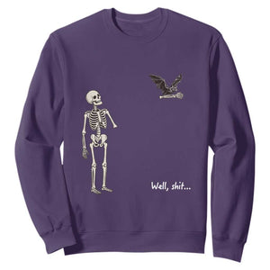 Funny Well Shit Skeleton Sweatshirt Bat Carrying Bones Halloween Gift