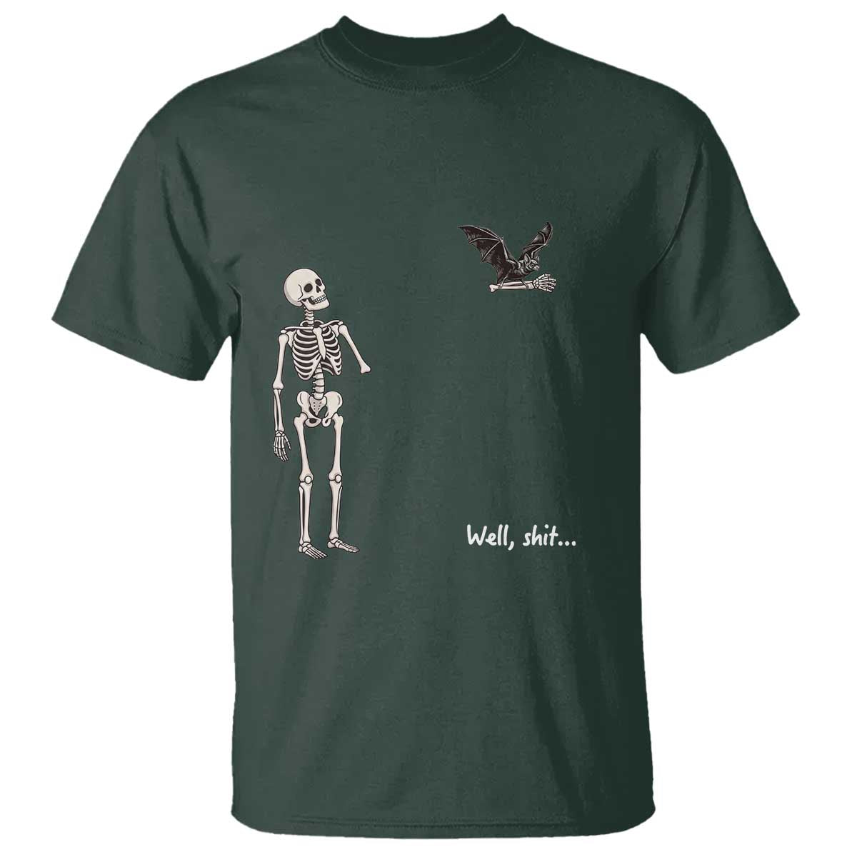 Funny Well Shit Skeleton T Shirt Bat Carrying Bones Halloween Gift