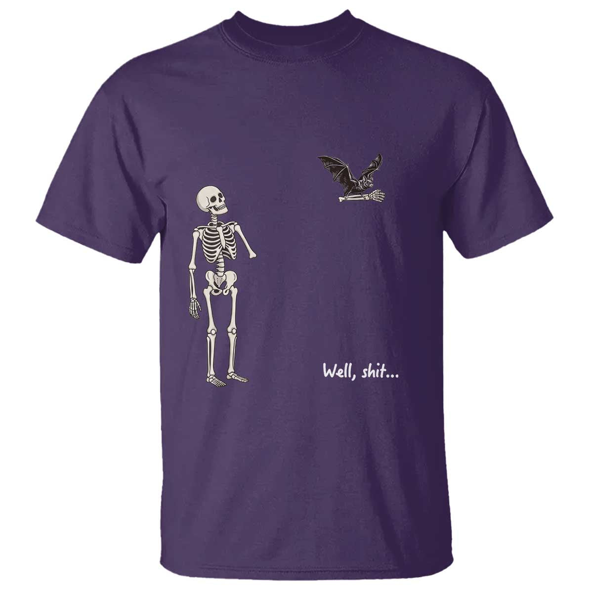 Funny Well Shit Skeleton T Shirt Bat Carrying Bones Halloween Gift