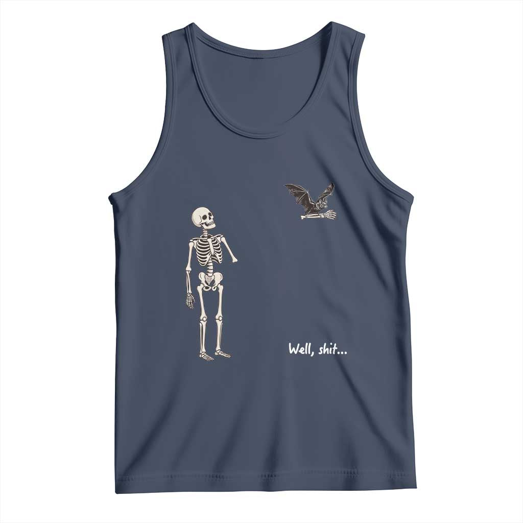 Funny Well Shit Skeleton Tank Top Bat Carrying Bones Halloween Gift
