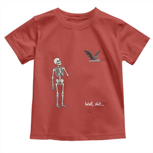 Funny Well Shit Skeleton Toddler T Shirt Bat Carrying Bones Halloween Gift