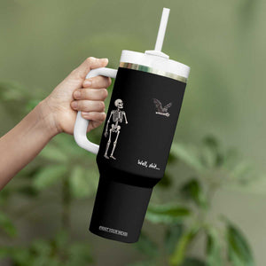 Funny Well Shit Skeleton Tumbler With Handle Bat Carrying Bones Halloween Gift