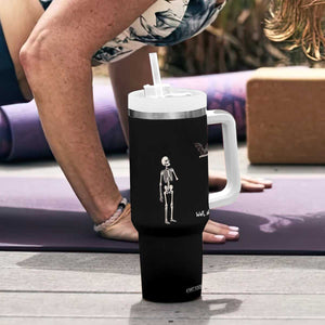 Funny Well Shit Skeleton Tumbler With Handle Bat Carrying Bones Halloween Gift