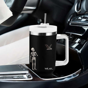Funny Well Shit Skeleton Tumbler With Handle Bat Carrying Bones Halloween Gift