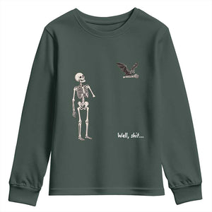 Funny Well Shit Skeleton Youth Sweatshirt Bat Carrying Bones Halloween Gift