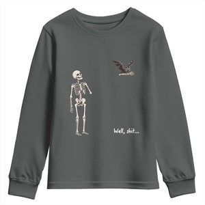 Funny Well Shit Skeleton Youth Sweatshirt Bat Carrying Bones Halloween Gift