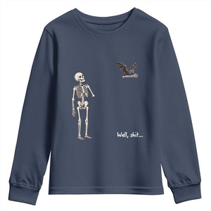 Funny Well Shit Skeleton Youth Sweatshirt Bat Carrying Bones Halloween Gift