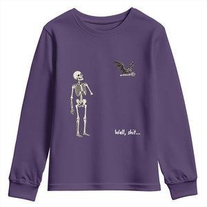 Funny Well Shit Skeleton Youth Sweatshirt Bat Carrying Bones Halloween Gift