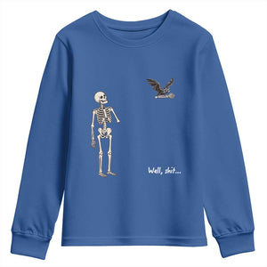 Funny Well Shit Skeleton Youth Sweatshirt Bat Carrying Bones Halloween Gift