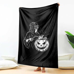 Funny Welder Halloween Grim Reaper Throw Blanket Spooky Tradesman Welding