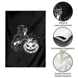 Funny Welder Halloween Grim Reaper Garden Flag Spooky Tradesman Welding