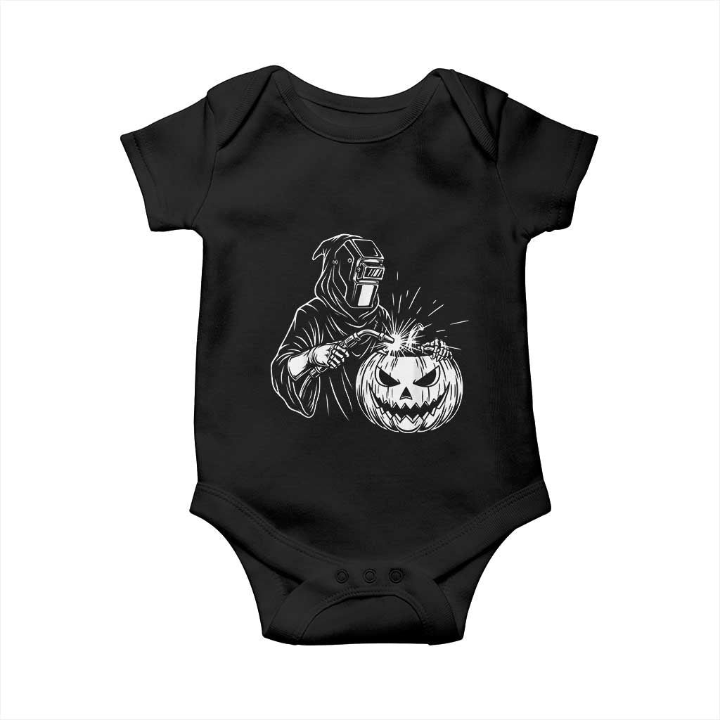 Funny Welder Halloween Grim Reaper Baby Onesie Spooky Tradesman Welding