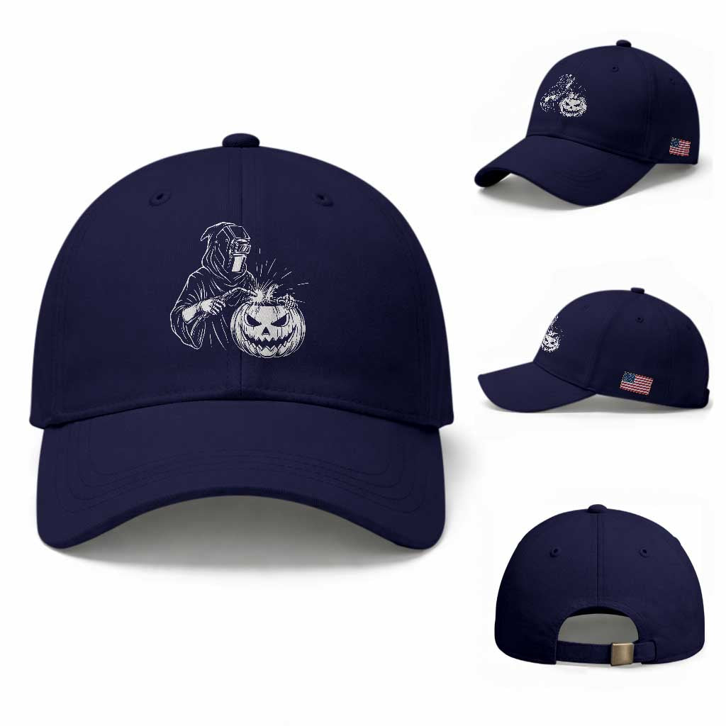 Funny Welder Halloween Grim Reaper Baseball Cap Spooky Tradesman Welding