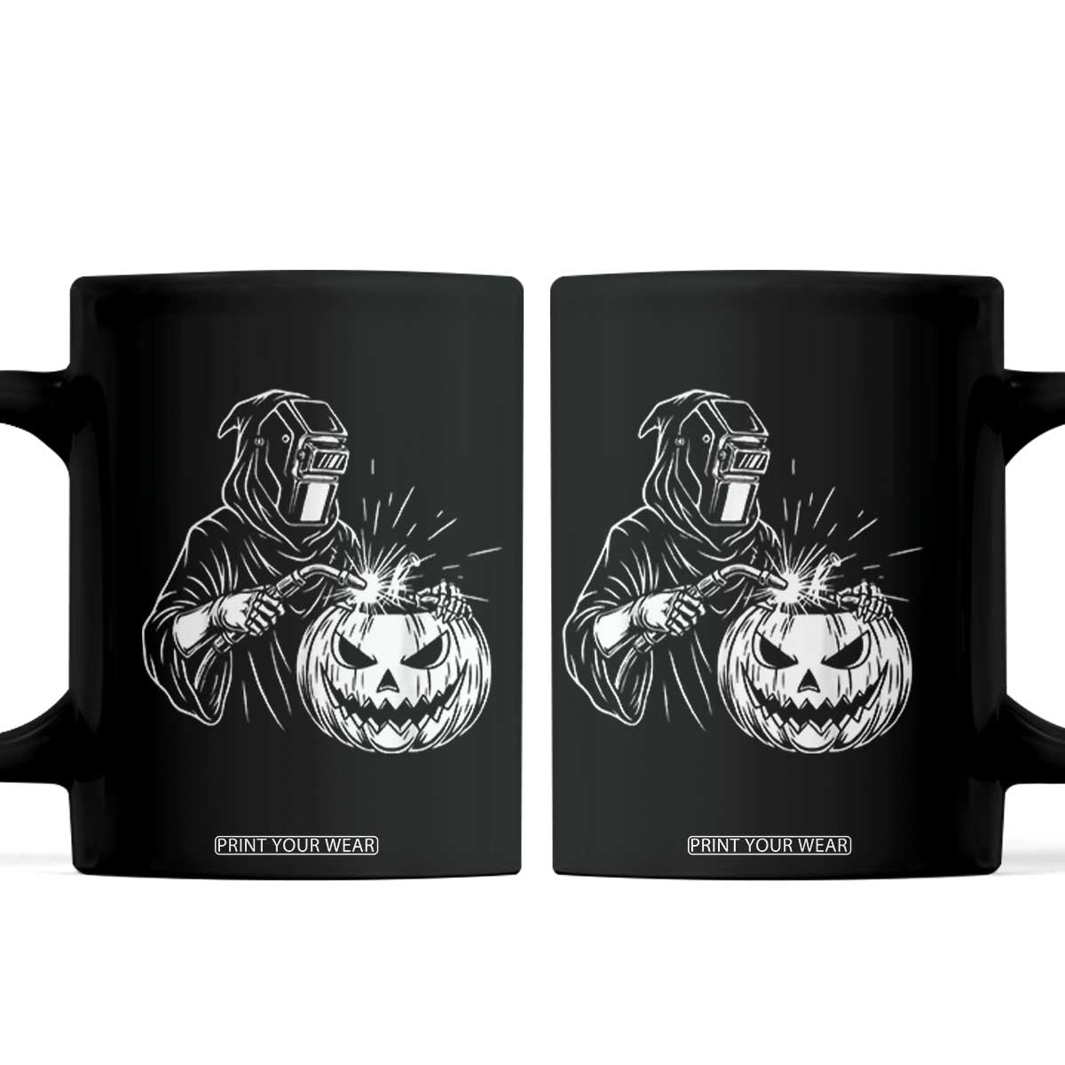 Funny Welder Halloween Grim Reaper Coffee Mug Spooky Tradesman Welding