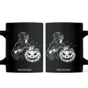 Funny Welder Halloween Grim Reaper Coffee Mug Spooky Tradesman Welding