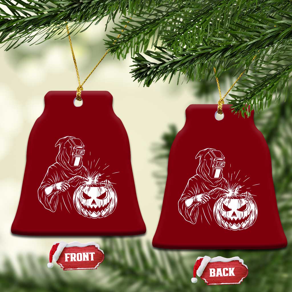 Funny Welder Halloween Grim Reaper Ceramic Ornament Spooky Tradesman Welding