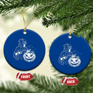 Funny Welder Halloween Grim Reaper Ceramic Ornament Spooky Tradesman Welding