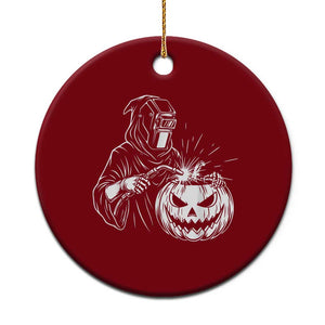 Funny Welder Halloween Grim Reaper Ceramic Ornament Spooky Tradesman Welding