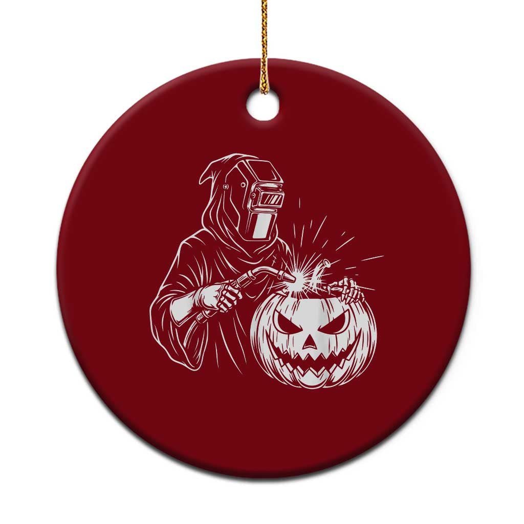 Funny Welder Halloween Grim Reaper Ceramic Ornament Spooky Tradesman Welding