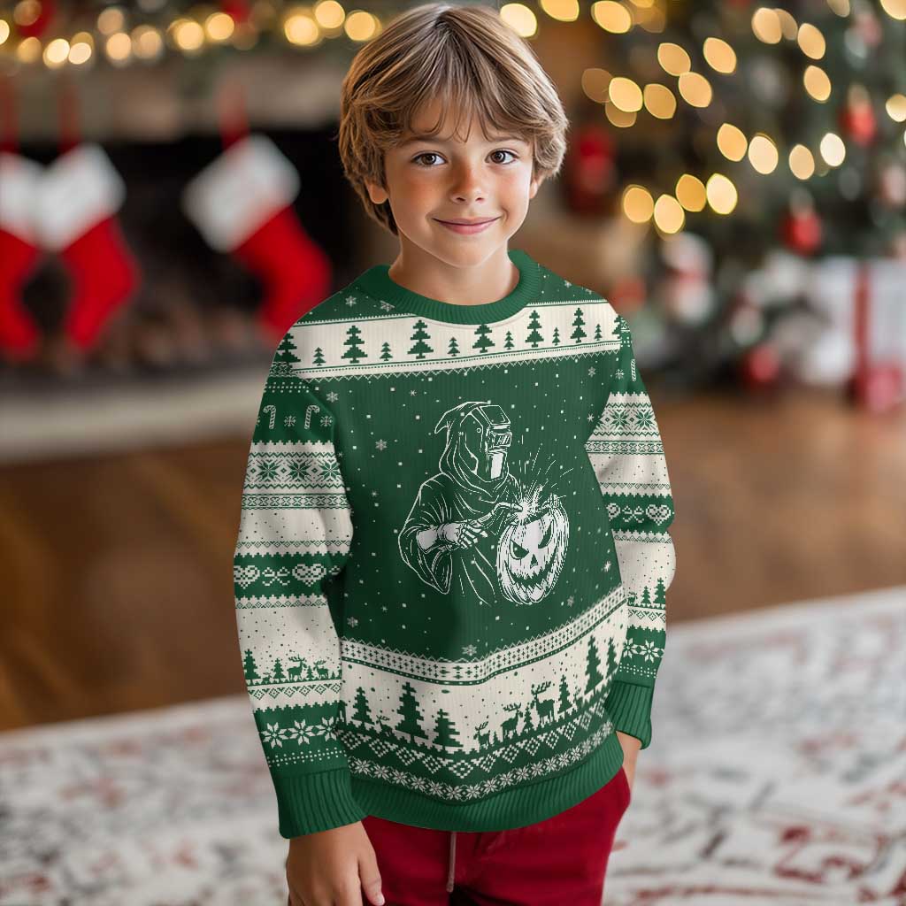 Funny Welder Halloween Grim Reaper Ugly Christmas Sweater Spooky Tradesman Welding