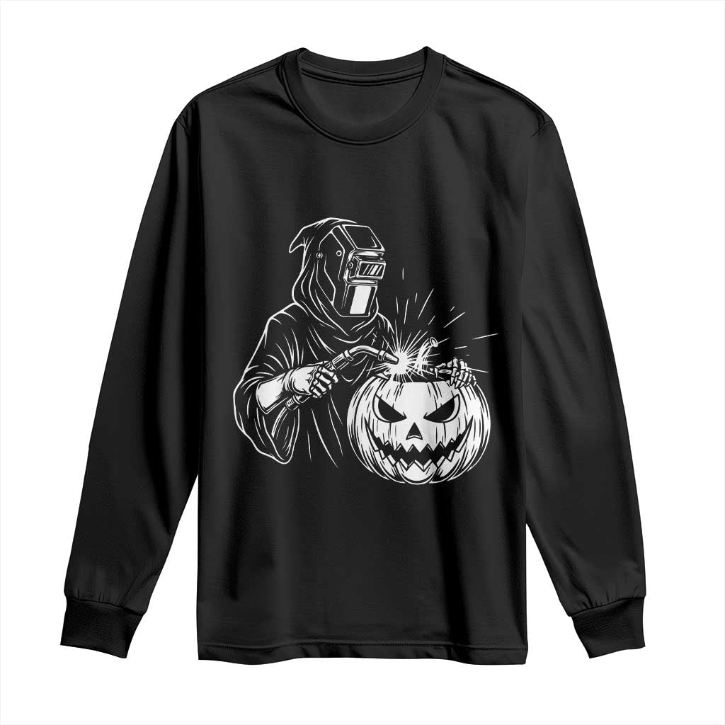 Funny Welder Halloween Grim Reaper Long Sleeve Shirt Spooky Tradesman Welding
