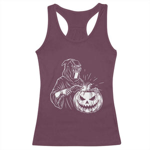 Funny Welder Halloween Grim Reaper Racerback Tank Top Spooky Tradesman Welding