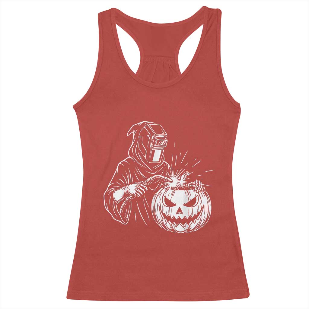 Funny Welder Halloween Grim Reaper Racerback Tank Top Spooky Tradesman Welding