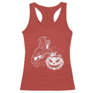 Funny Welder Halloween Grim Reaper Racerback Tank Top Spooky Tradesman Welding