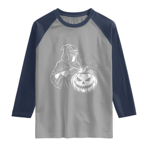 Funny Welder Halloween Grim Reaper Raglan Shirt Spooky Tradesman Welding