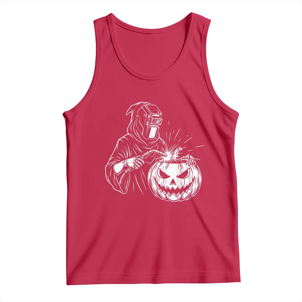 Funny Welder Halloween Grim Reaper Tank Top Spooky Tradesman Welding