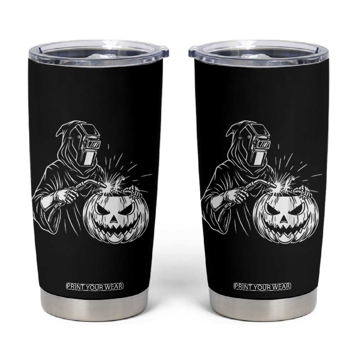 Funny Welder Halloween Grim Reaper Tumbler Cup Spooky Tradesman Welding