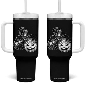 Funny Welder Halloween Grim Reaper Tumbler With Handle Spooky Tradesman Welding