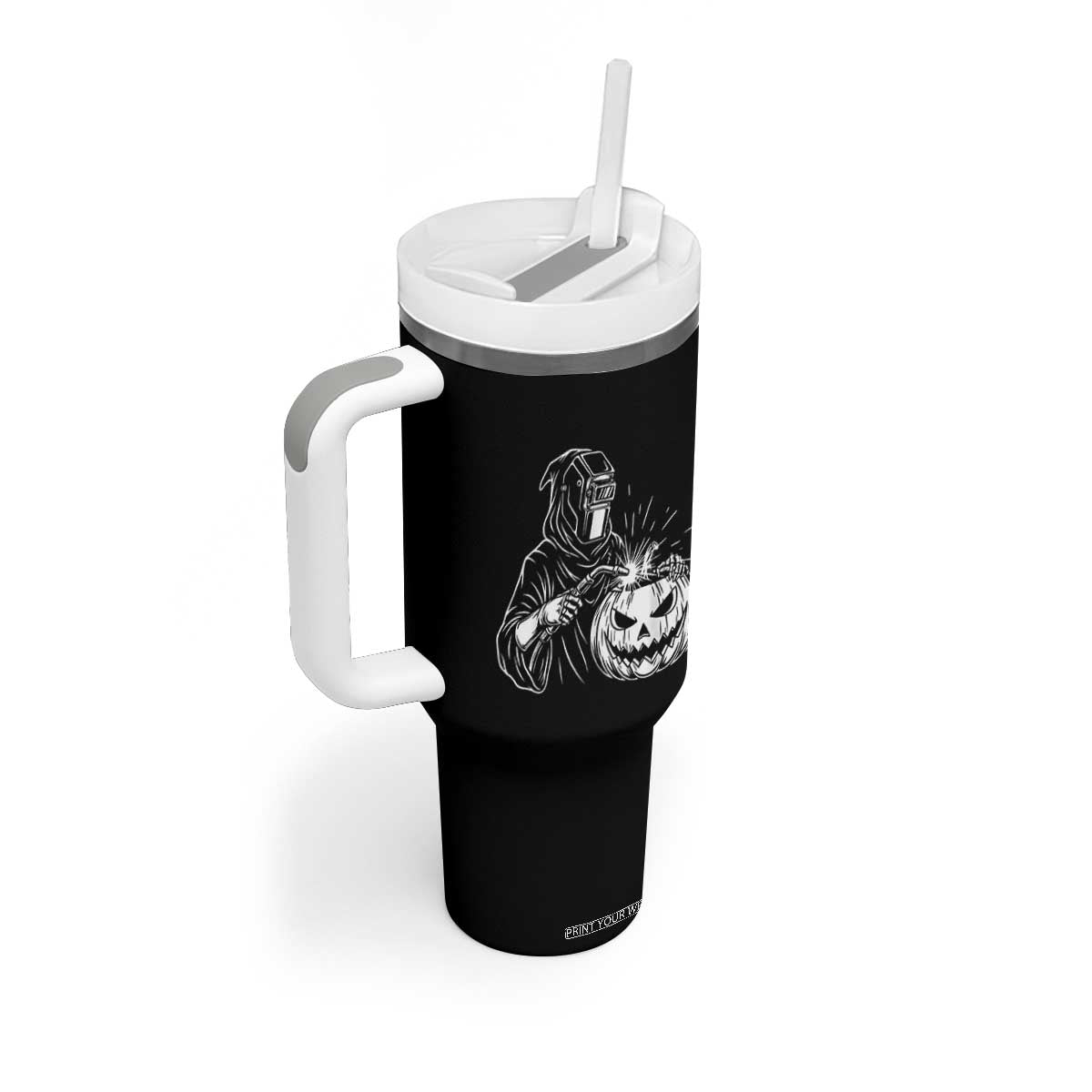 Funny Welder Halloween Grim Reaper Tumbler With Handle Spooky Tradesman Welding