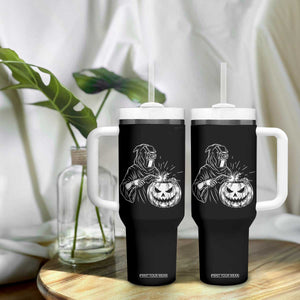 Funny Welder Halloween Grim Reaper Tumbler With Handle Spooky Tradesman Welding