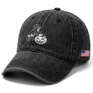Funny Welder Halloween Grim Reaper Washed Cotton Baseball Cap Spooky Tradesman Welding