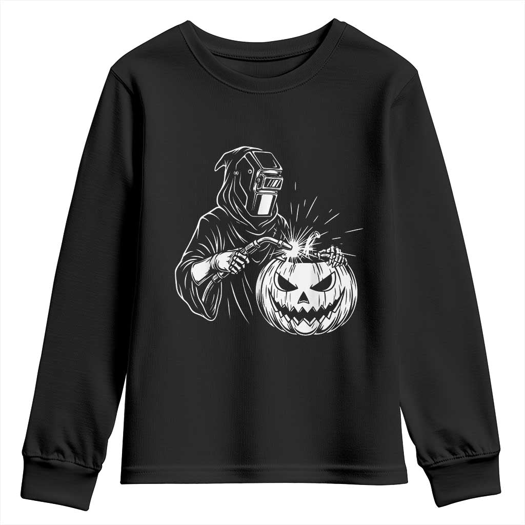 Funny Welder Halloween Grim Reaper Youth Sweatshirt Spooky Tradesman Welding