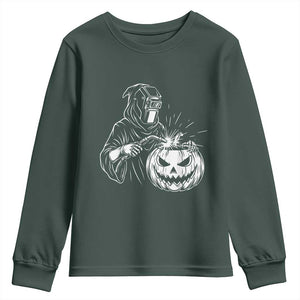 Funny Welder Halloween Grim Reaper Youth Sweatshirt Spooky Tradesman Welding