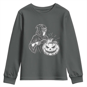 Funny Welder Halloween Grim Reaper Youth Sweatshirt Spooky Tradesman Welding